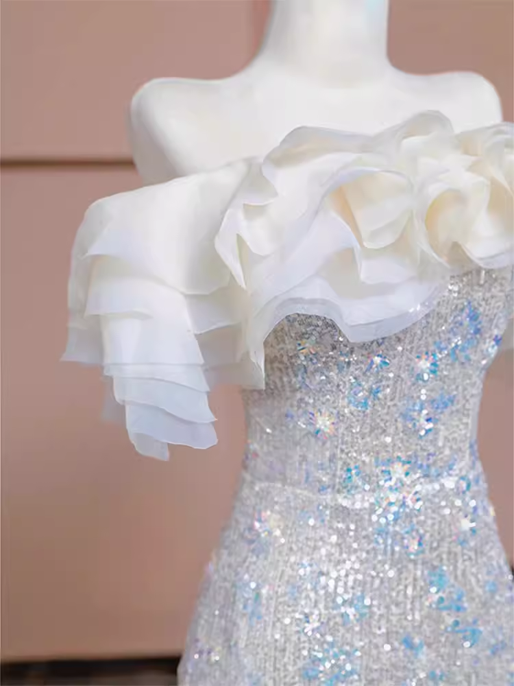 Pretty Mermaid Off The Shoulder Sequin Long Evening Party Dress Prom Dresses