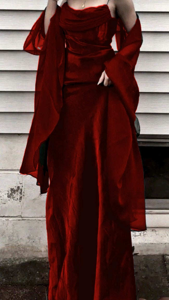 Vintage A Line Spaghetti Straps Green Chiffon Prom Dresses Long Evening Gown Formal Party Dress With Ribbon SD1302