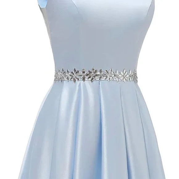 Sexy A Line Scoop Neckline Satin Green Long Prom Dresses Party Dress SD1340