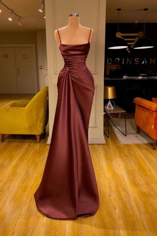 Sexy Sleeveless Spaghetti Strap Prom Dress Mermaid With Ruffles Prom Dresses SD1341