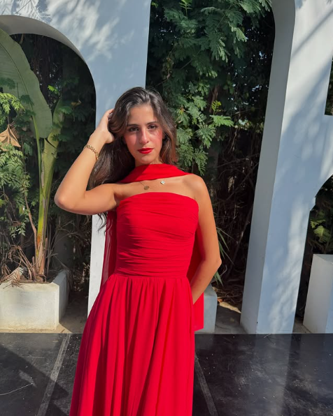 Pretty A Line Strapless Red Chiffon Long Prom Dresses Formal Evening Dress SD1405