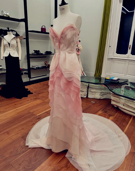 Pretty Sheath Sweetheart Floral Ombre Pink Tulle Sleeveless Evening Prom Dresses SD1425