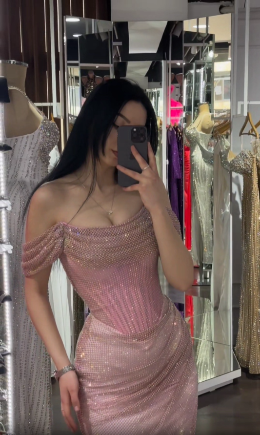 Sexy Off-shoulder Sleeveless Mermaid Satin Long Evening Prom Dresses SD1582