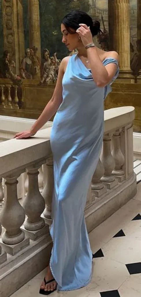 Formal One-shoulder Sleeveless Mermaid Satin Evening Prom Dresses SD1591