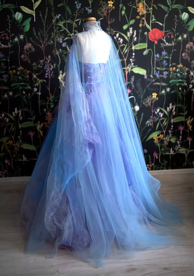 Retro Ball Gown Sweetheart Lace Layers Evening Dress Prom Dresses With Cape SD1794