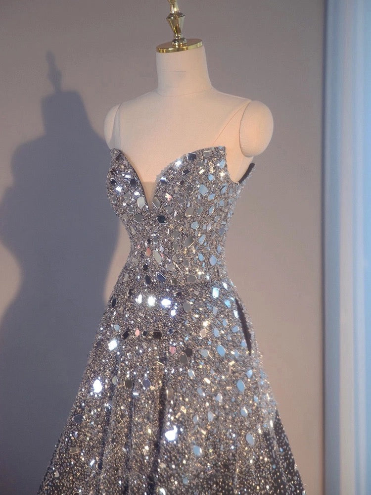 Sexy Ball Gown Sweetheart Sequin Long Evening Gowns Prom Dresses SD1827