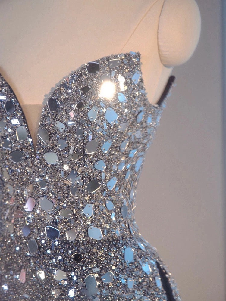 Sexy Ball Gown Sweetheart Sequin Long Evening Gowns Prom Dresses SD1827