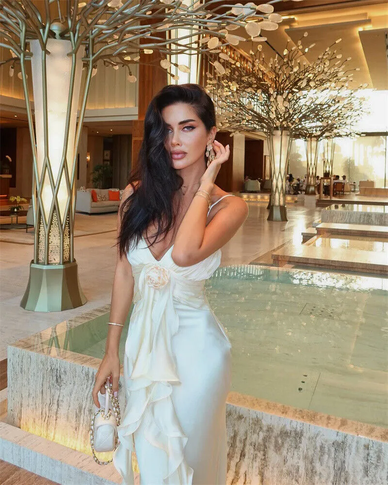 Beautiful Mermaid Spaghetti Straps Satin Long Party Dresses Prom Dress SD2043