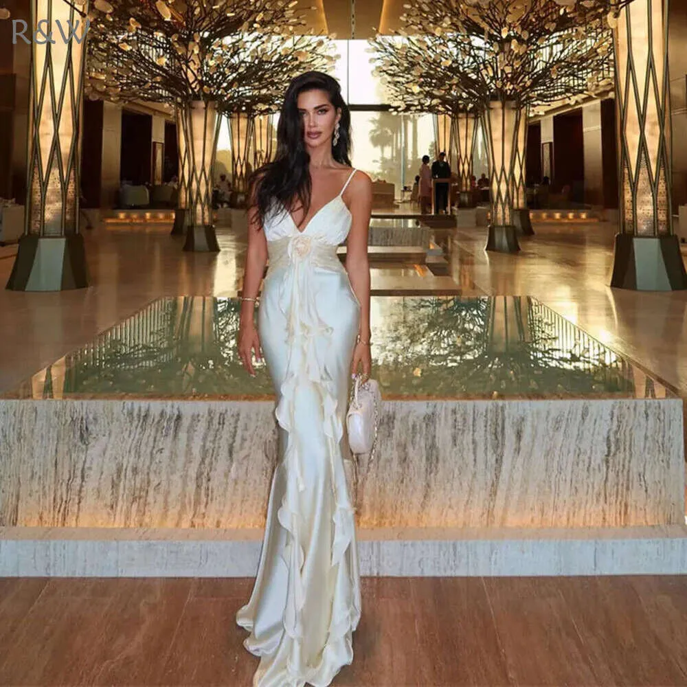 Beautiful Mermaid Spaghetti Straps Satin Long Party Dresses Prom Dress SD2043