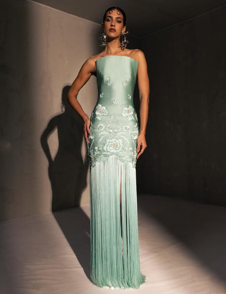 Fancy Mermaid Strapless Neckline Green Satin Long Prom Dress Evening Dress Formal Dress SD2173