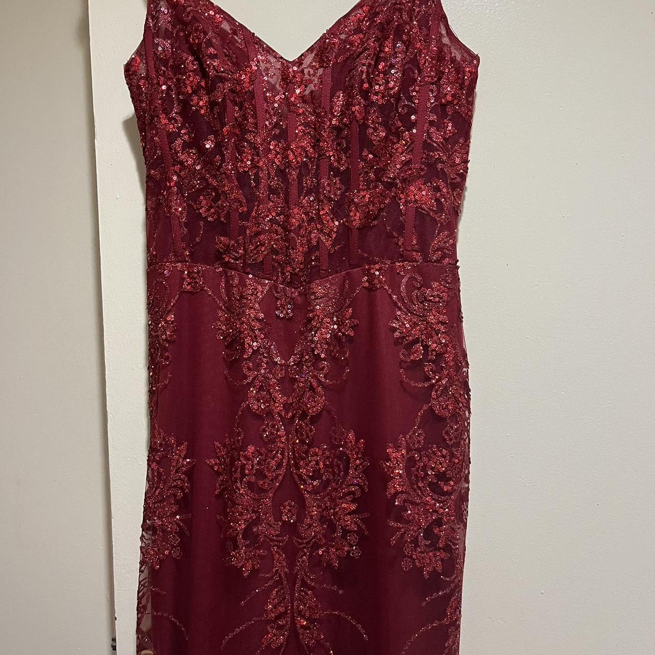 Pretty Mermaid Spaghetti Straps Burgundy Lace Prom Dresses Long Party Dress SD2287