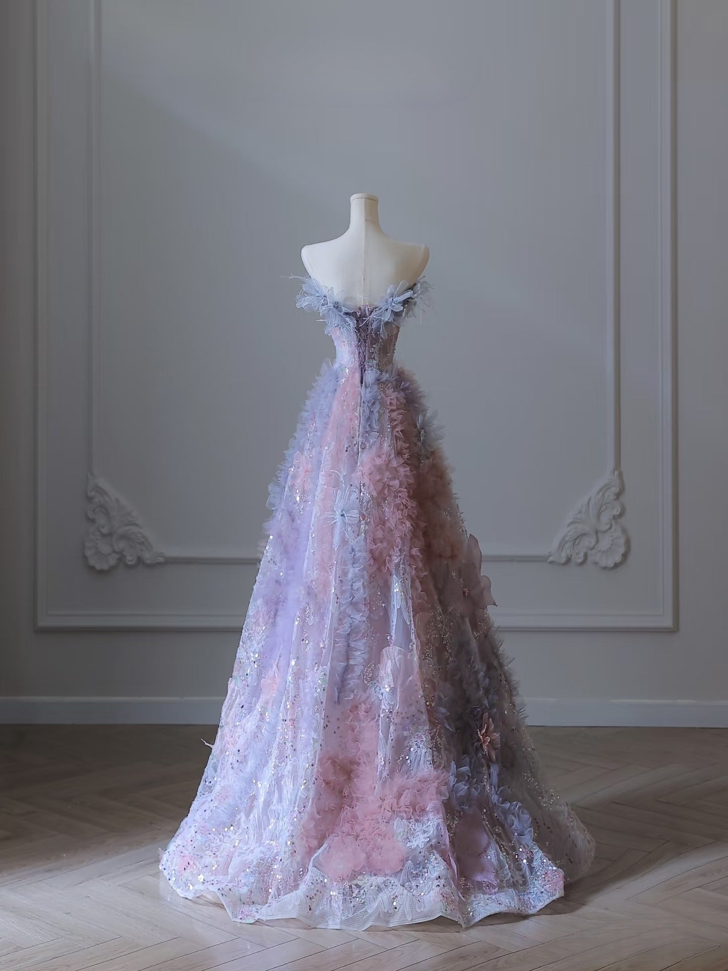 Pretty A line Sweetheart Tulle Long Prom Dresses Evening Gowns SD2331