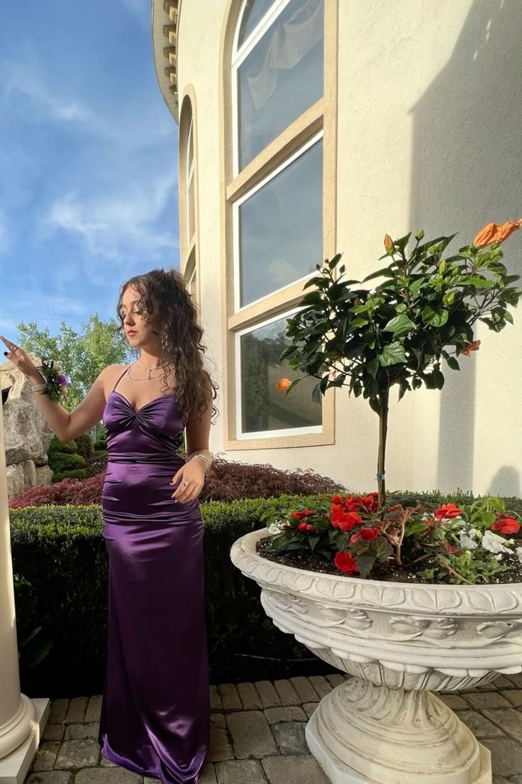 Classy Sheath Spaghetti Straps Long Party Dress Grape Prom Dresses SD2450