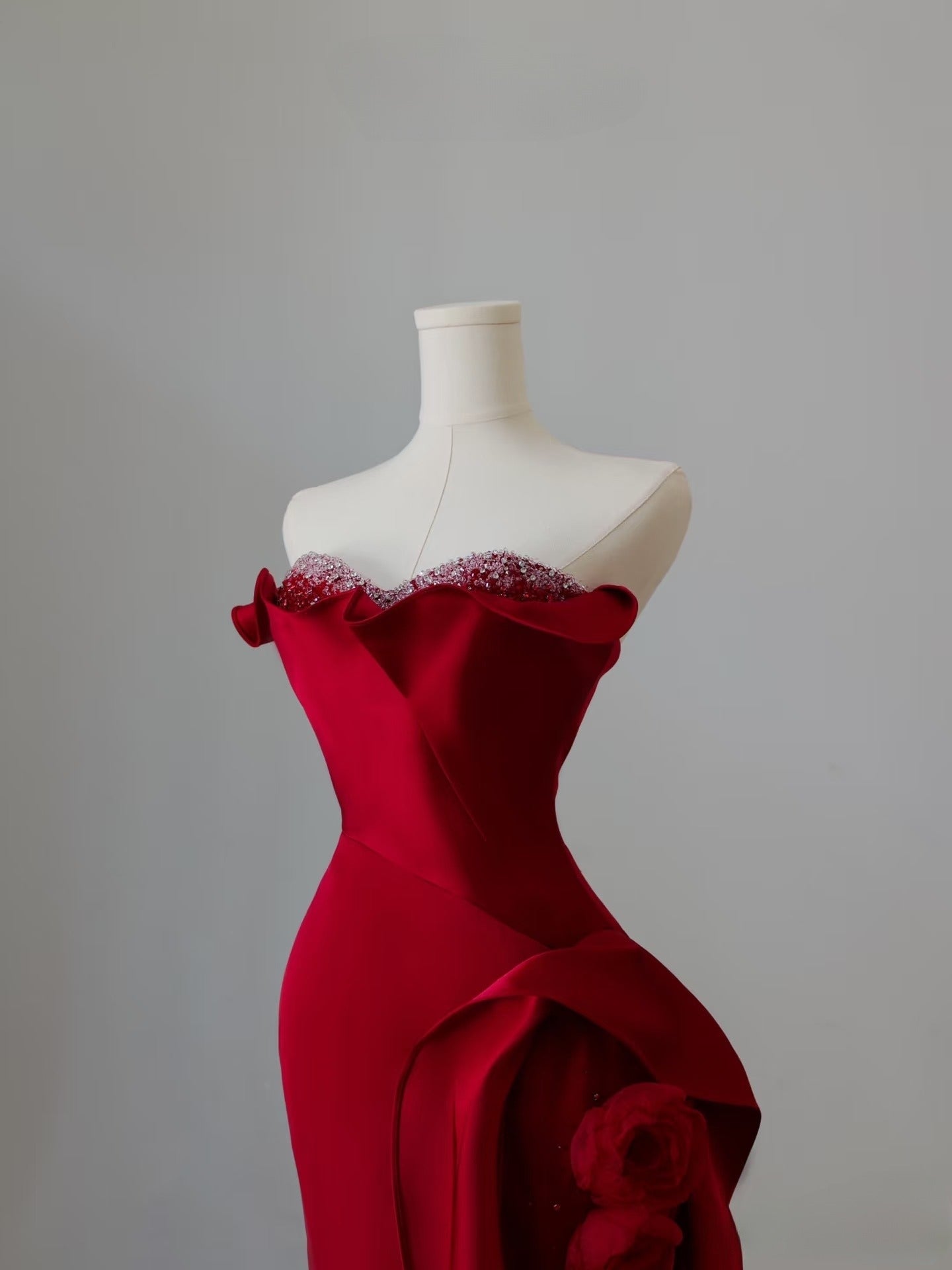 Simple Mermaid Off The Shoulder Neckline Burgundy Sequin Long Party Dress Prom Dresses SD2478