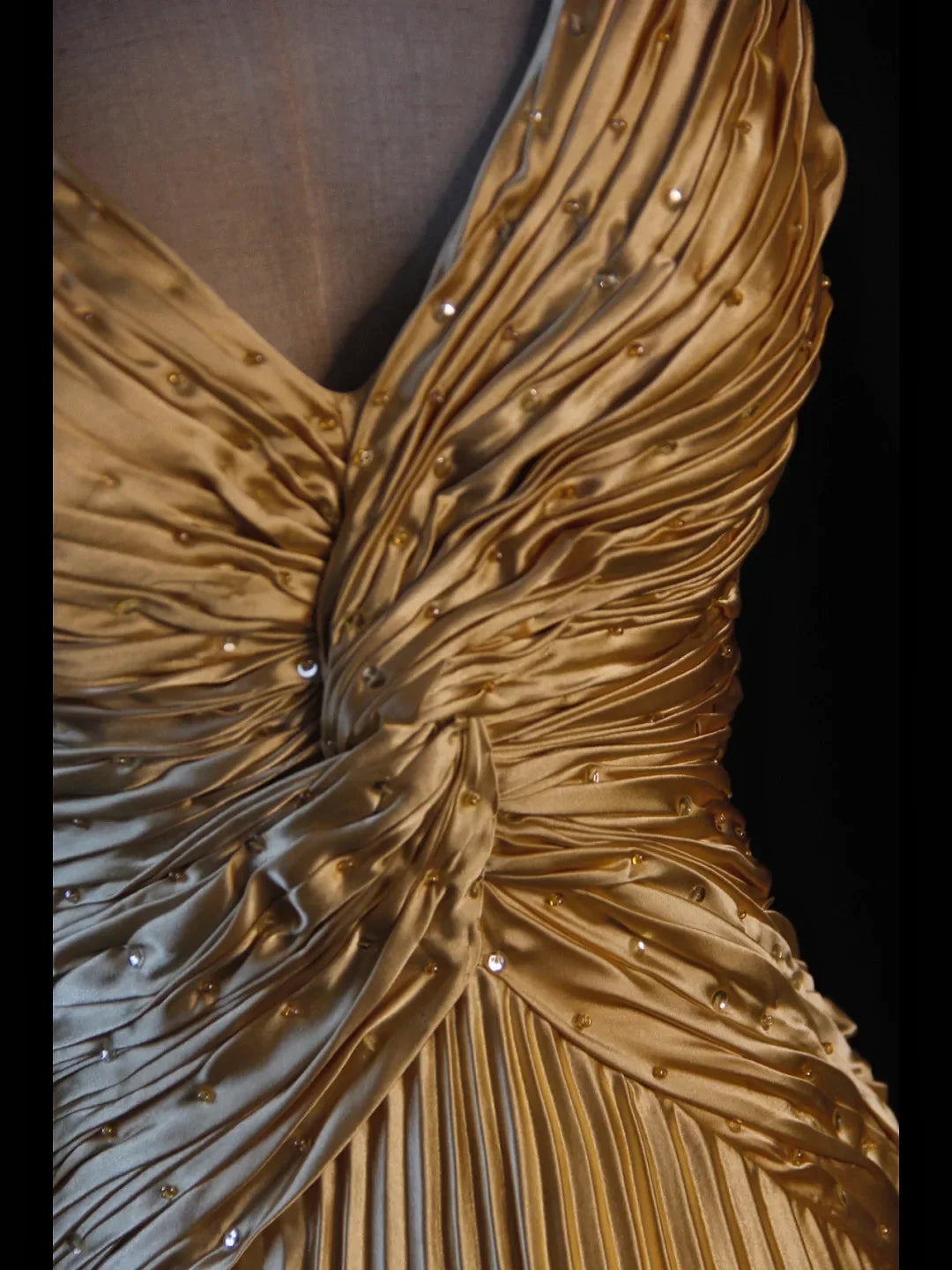 Classy A Line Halter Gold Satin Beads Long Evening Dress Prom Dresses SD2701