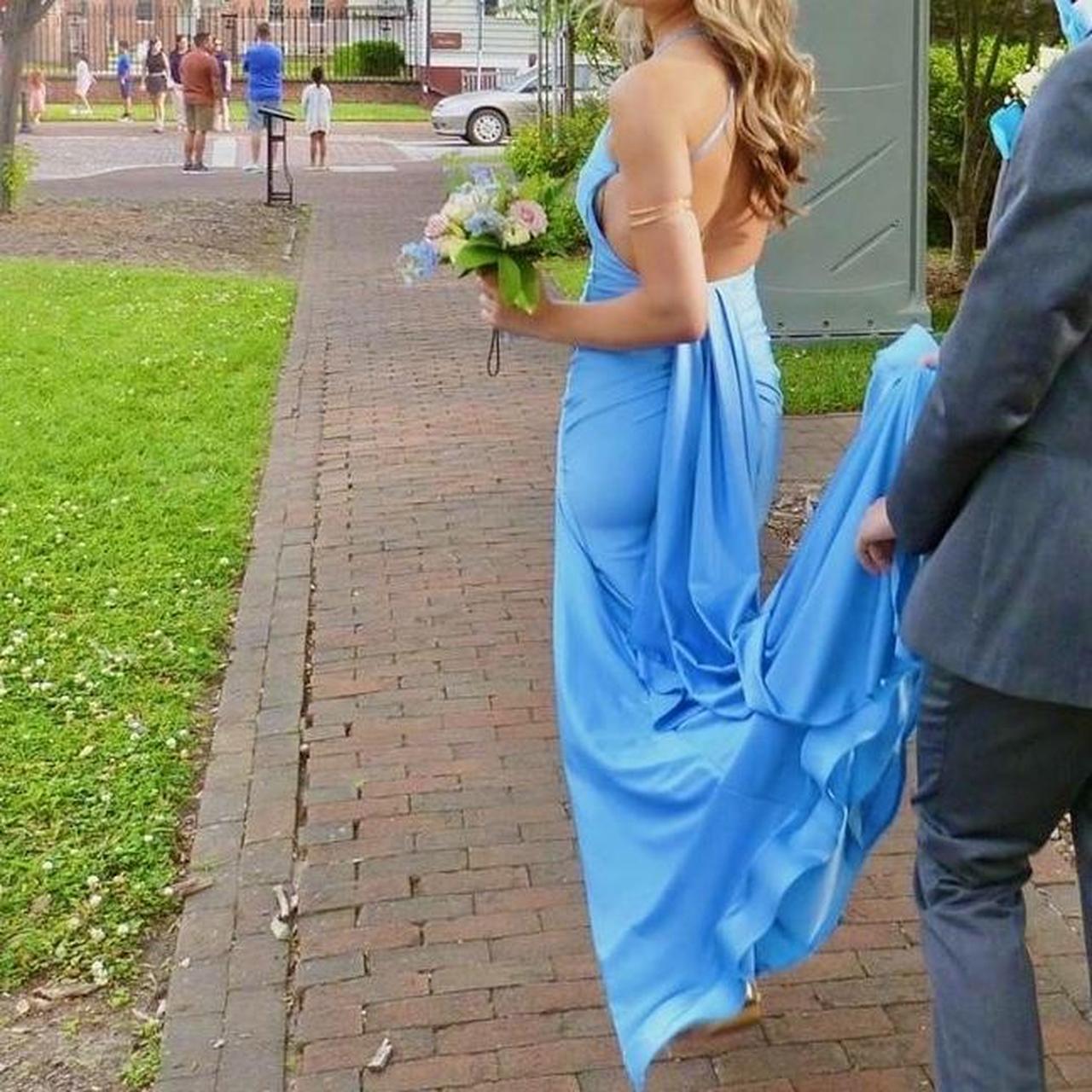 Pretty Mermaid Spaghetti Straps Blue Backless Long Party Dresses Prom Dresses SD2706