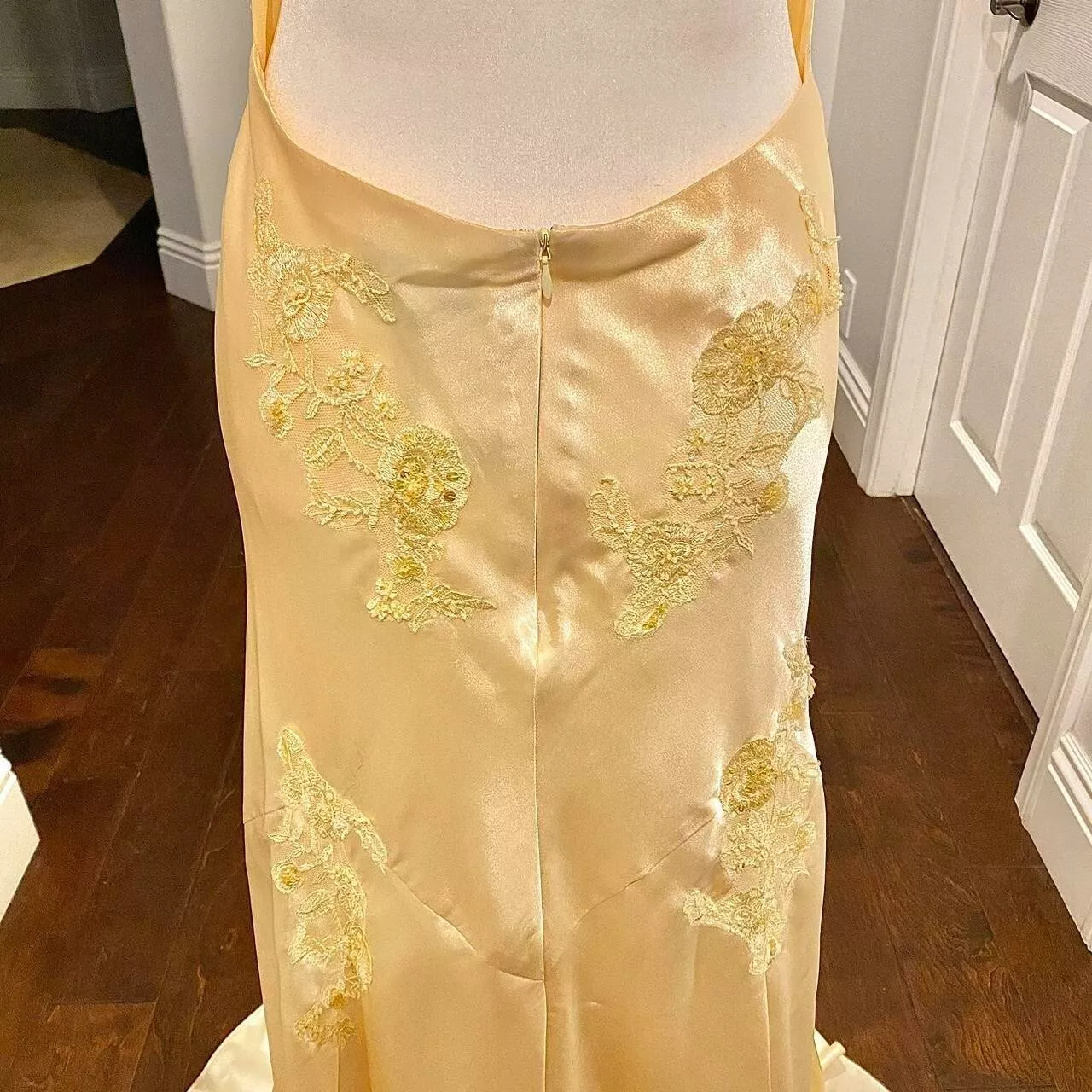 Pretty Mermaid Spaghetti Straps Yellow Backless Long Party Dresses Prom Dresses SD2708