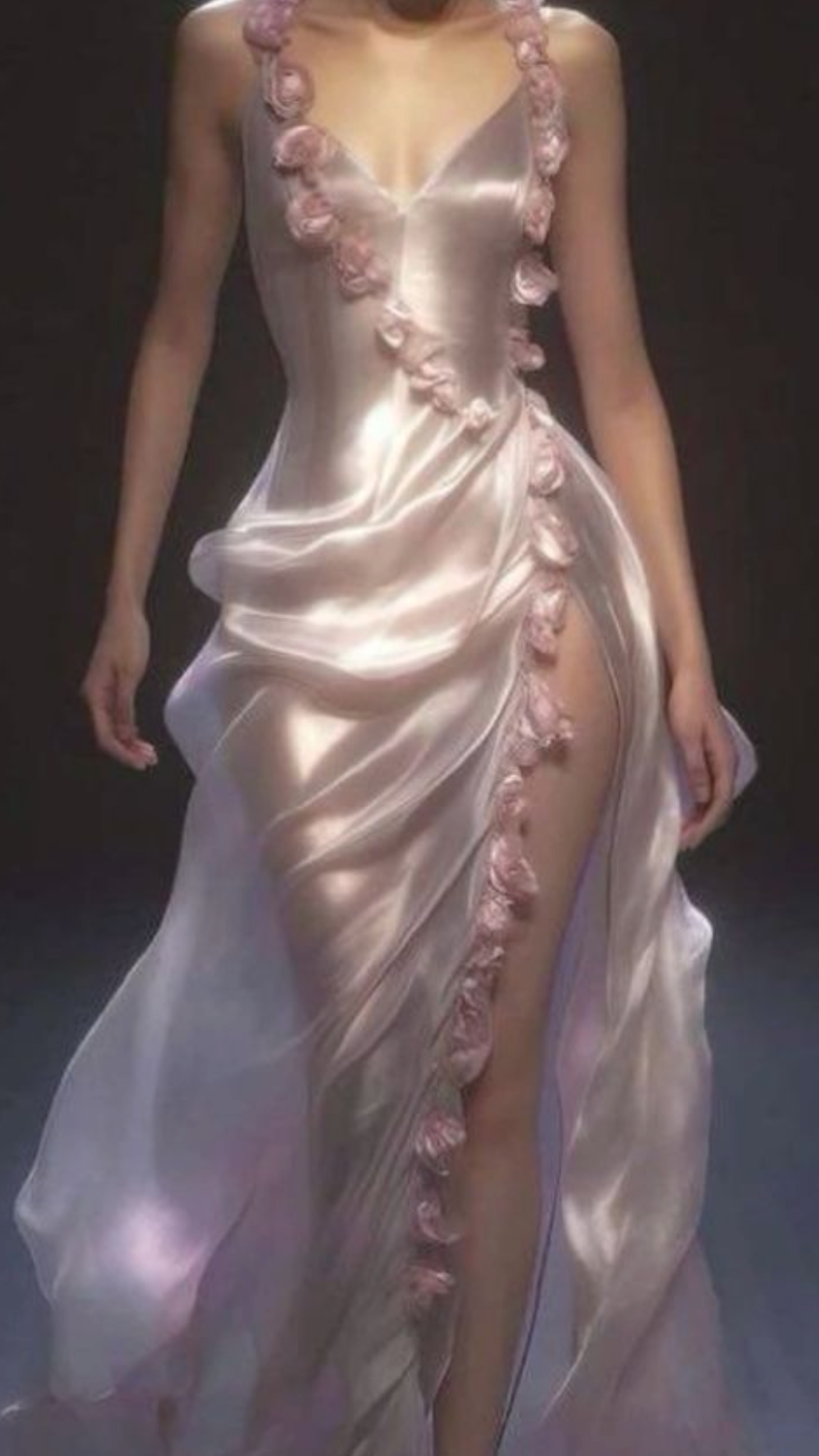 Pretty Sheath Straps Pink Slit Long Prom Dresses Formal Evening Dresses SD2713