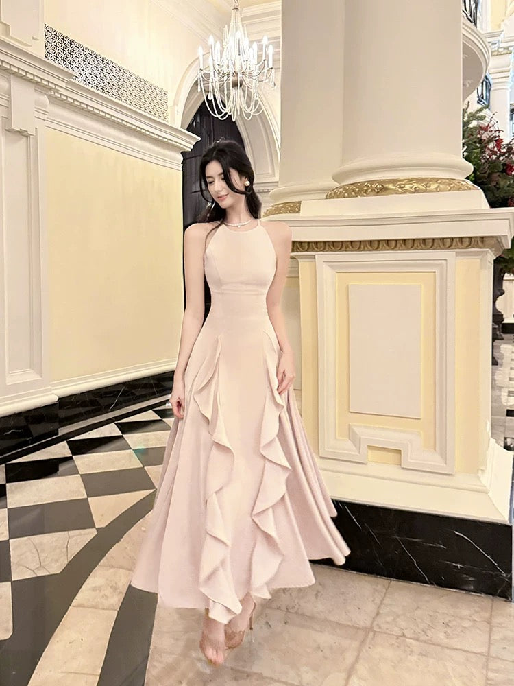 Pretty A Line Ruffles Ankle Length Pink Evening Dress Prom Dresses SD2751