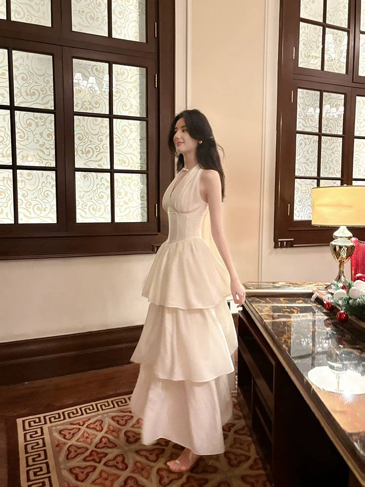 Pretty A Line Ruffles Ankle Length White Evening Dress Prom Dresses SD2752