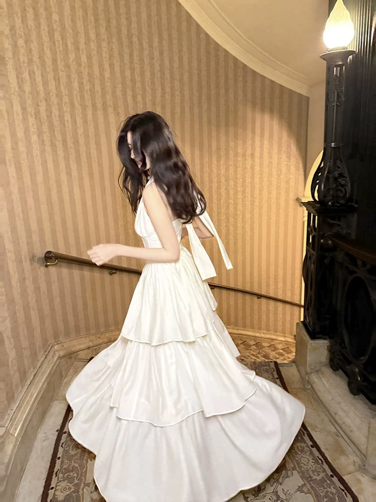 Pretty A Line Ruffles Ankle Length White Evening Dress Prom Dresses SD2752