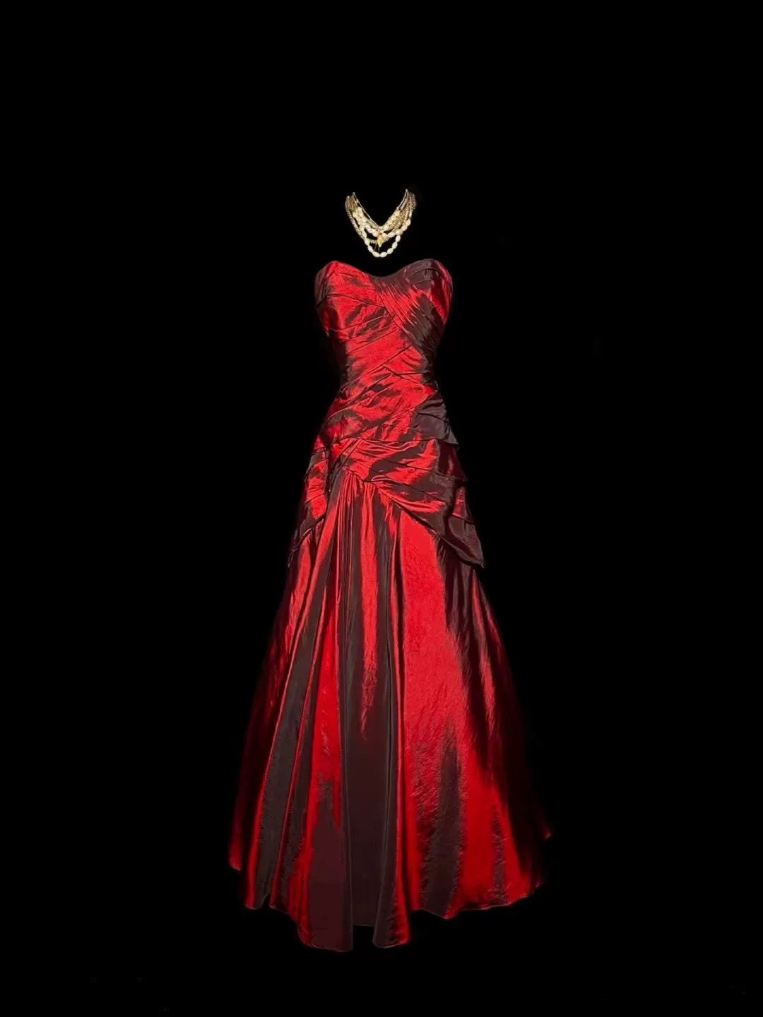 Gorgeous Mermaid Sweetheart Red Taffeta Long Evening Dress Prom Dresses SD2753