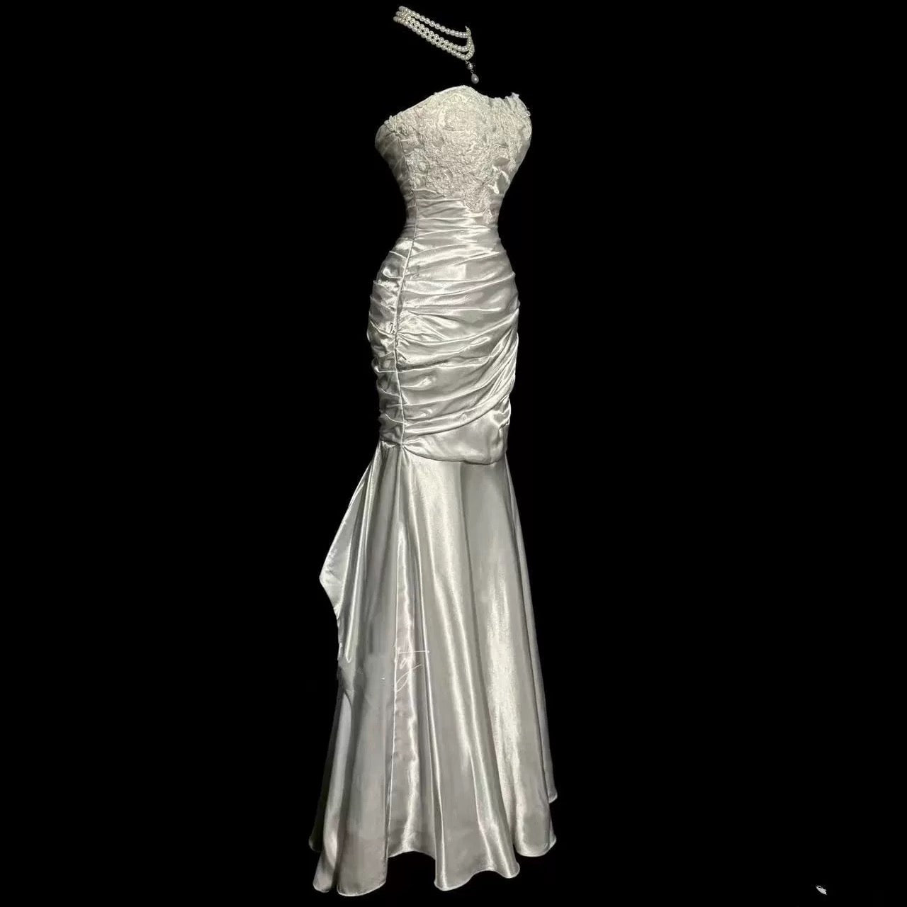 Classy Mermaid Sweetheart Lace Ivory Long Evening Gowns Prom Dress SD2757