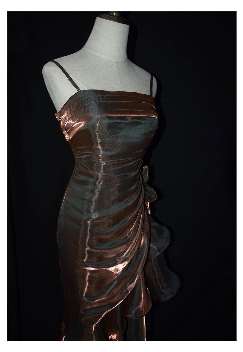 Retro Mermaid Spaghetti Straps High Low Party Dress Prom Dresses SD2820