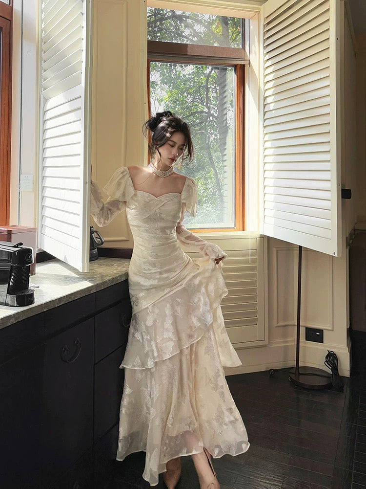 Sexy Mermaid Sweetheart Neckline White Lace Ruffles Long Evening Dress Prom Dresses SD2823