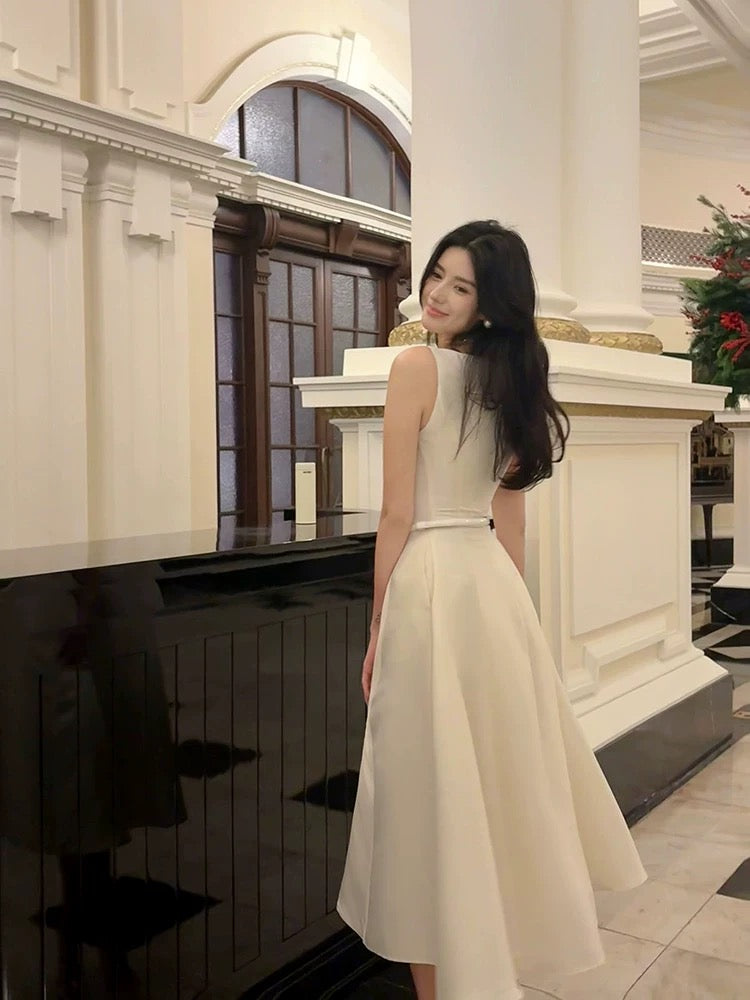 Pretty A Line Scoop Neckline White Ankle Length Evening Dress Prom Dresses SD2831