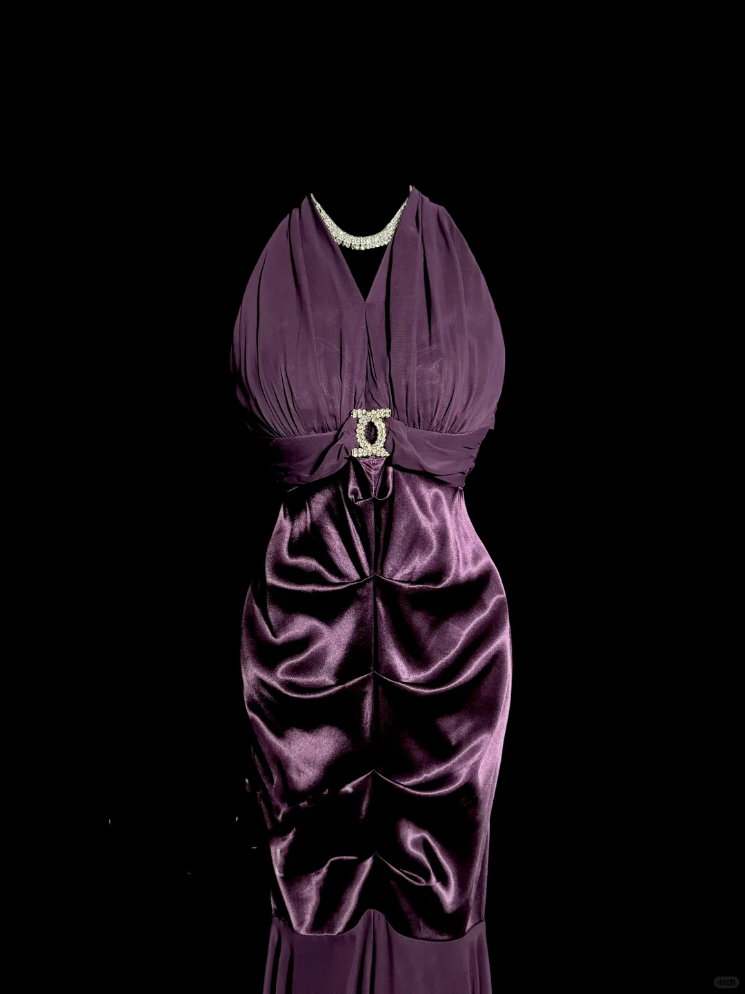 Retro Mermaid V Neckline Chiffon Grape Evening Dress Prom Dresses SD2909