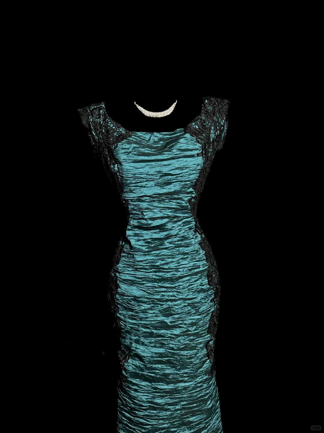 Aesthetic Mermaid Square Neckline Blue Taffeta Prom Dress Ruffle Long Party Dress SD2918