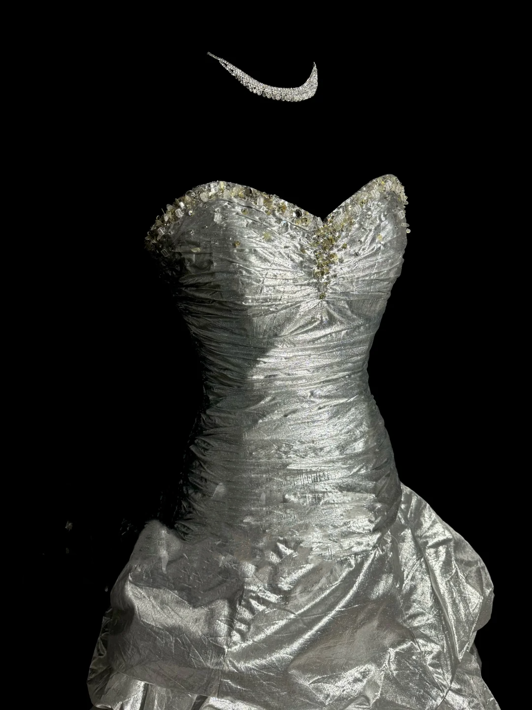 Aesthetic Mermaid Sweetheart Neckline Gray Taffeta Prom Dress Ruffle Long Party Dress SD2922