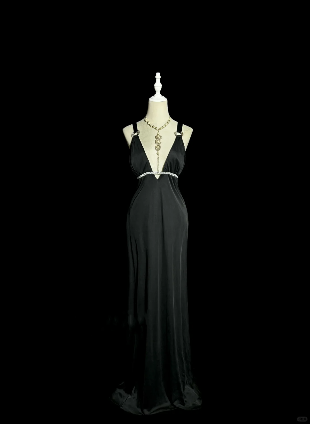 Modest A line Straps Black Satin Long Prom Dress Party Dress SD2937