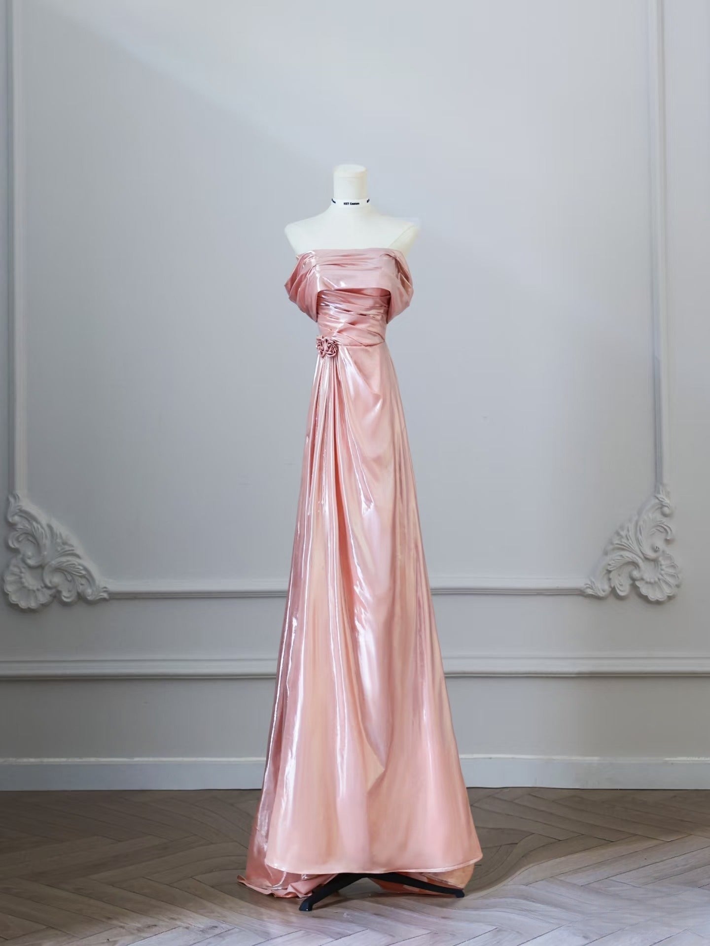 Classy A line Off The Shoulder Pink Evening Dress Prom Dresses SD3813