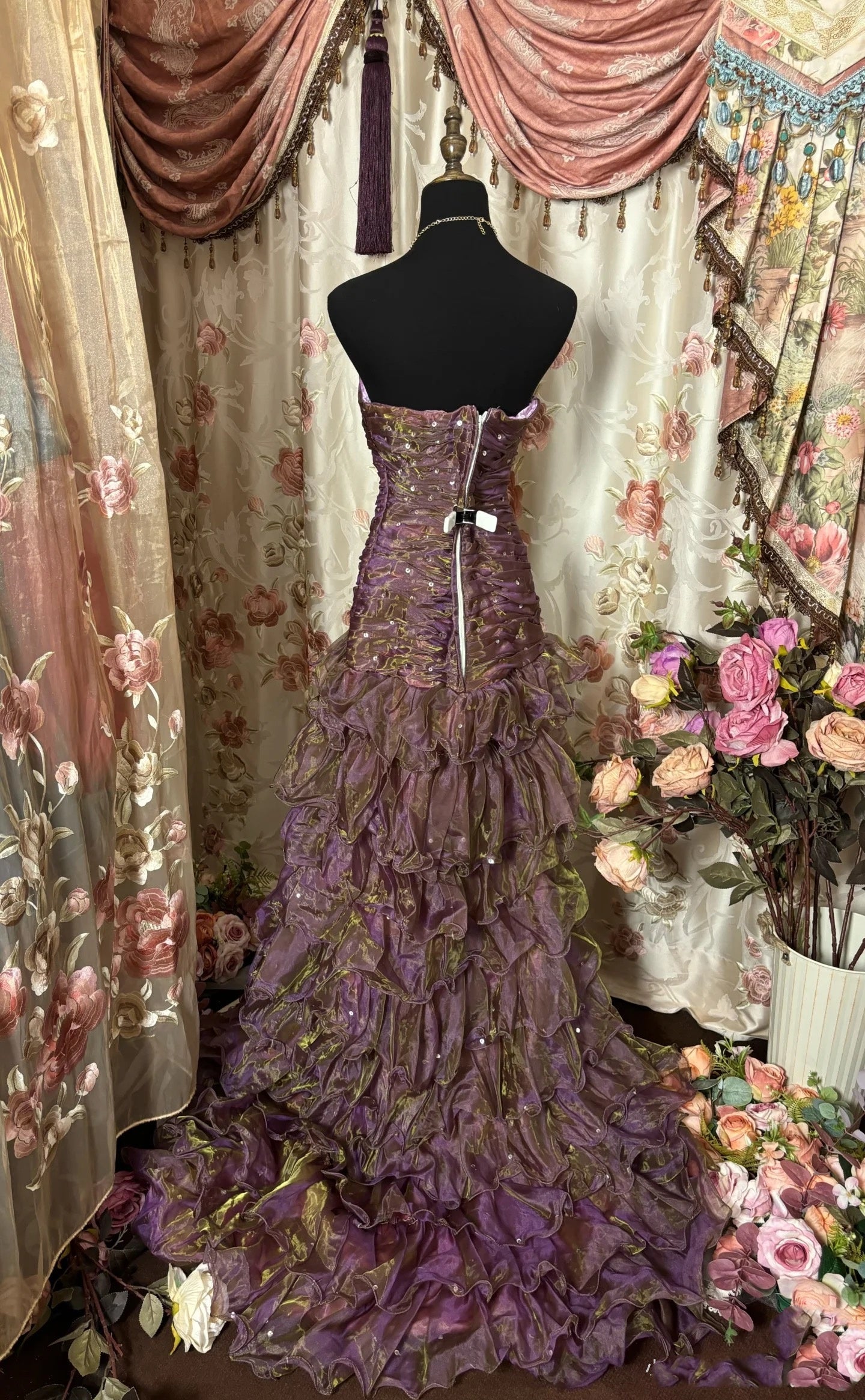 Classy Mermaid Strapless Ruffles Long Evening Dress Prom Dresses SD3818