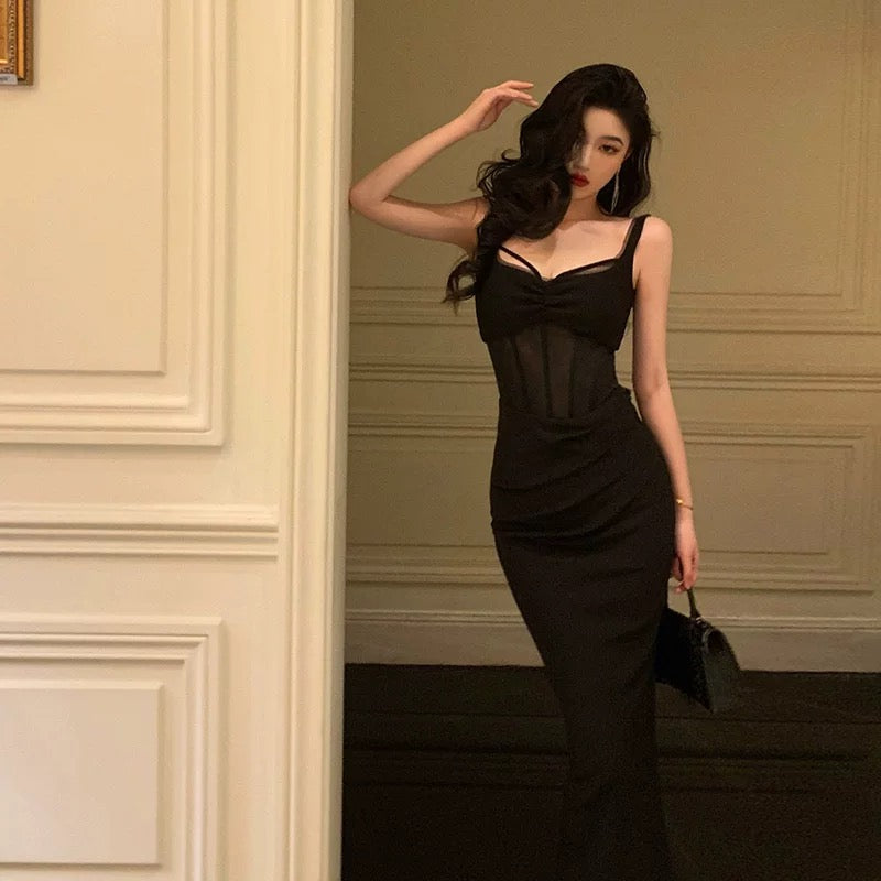 Gorgeous Sheath Straps Date Night Dress Black Prom Dresses Party Dress Birthday Outfits SD785