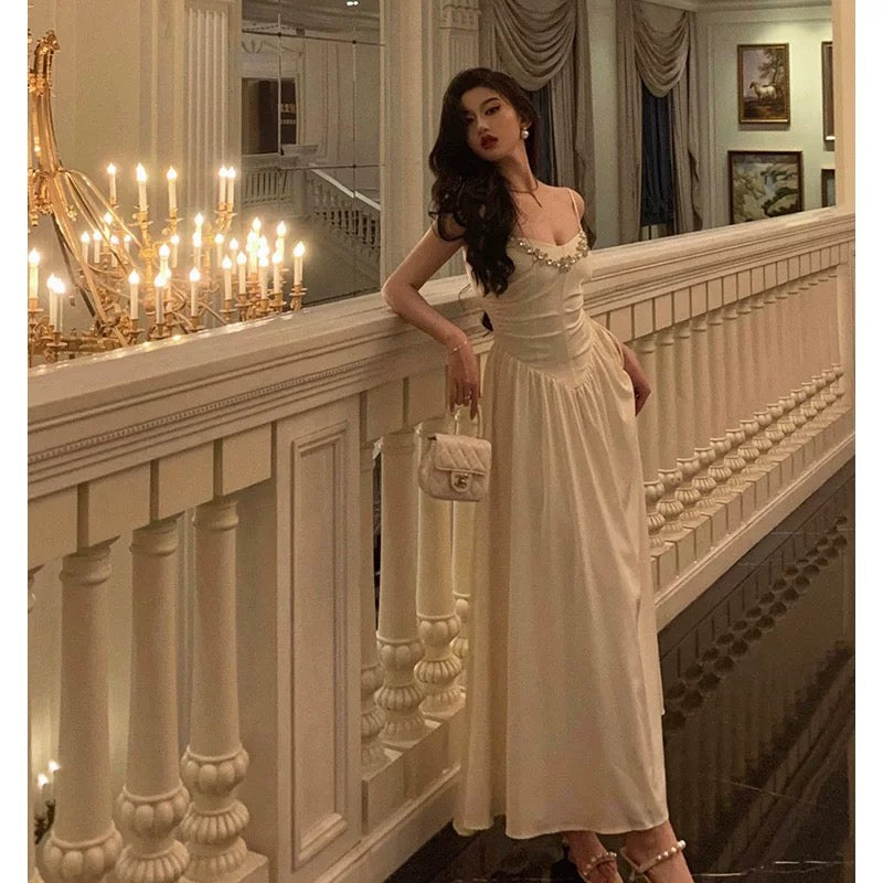 Elegant A Line Spaghetti Straps Long Prom Dresses Birthday Outfits Evening Gown SD984