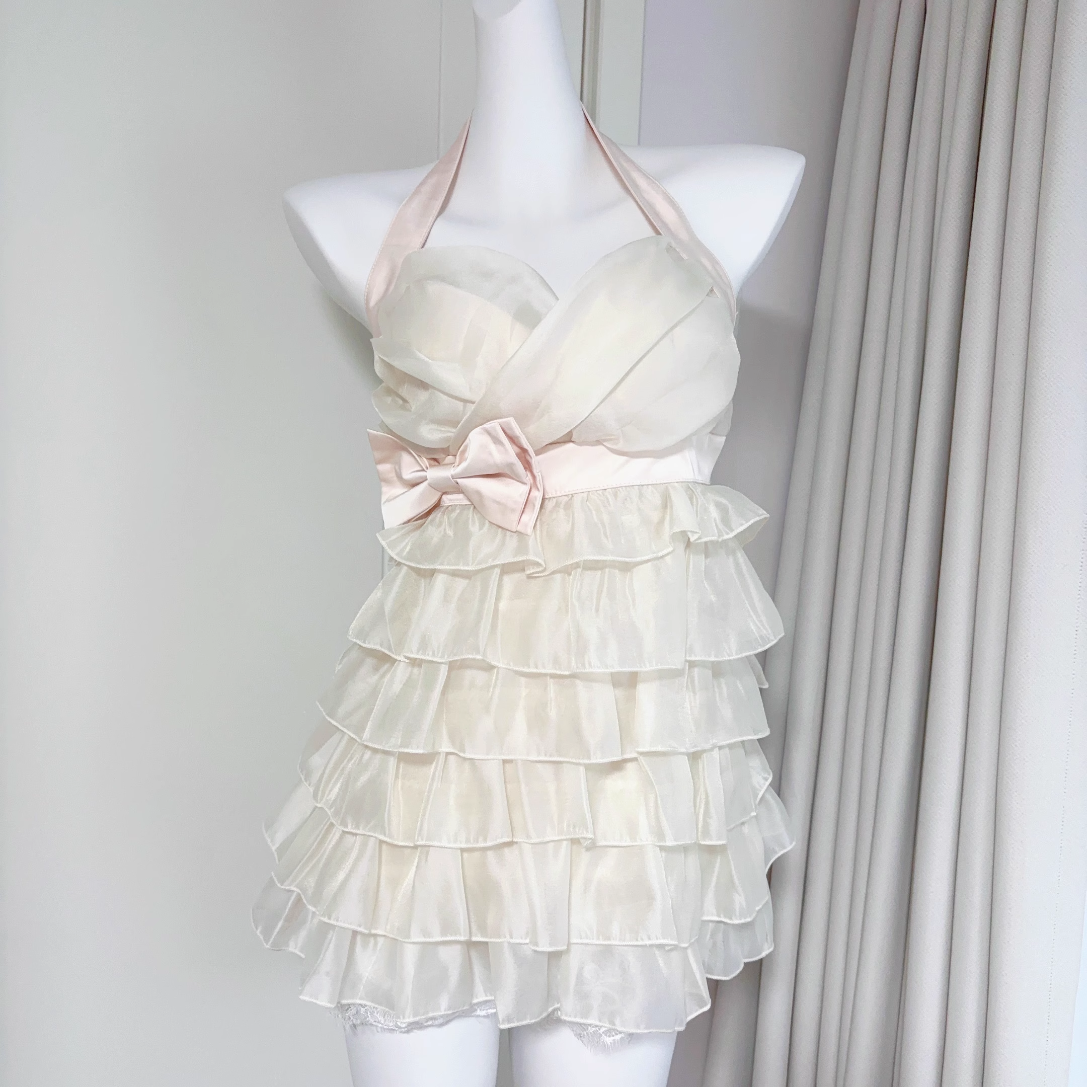 Cute Halter Neck Champagne Short Party Dress Birthday Dress S217
