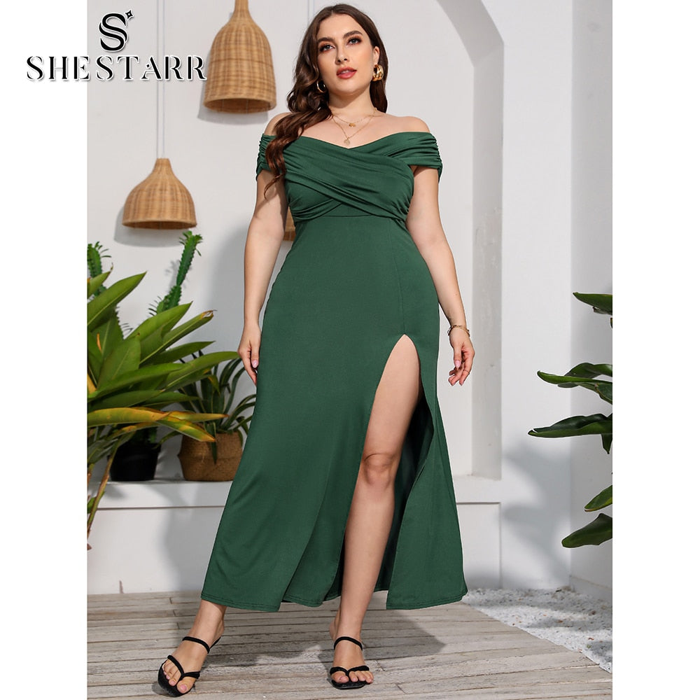 Off-Shoulder High Waist Prom Midi Dresses 12