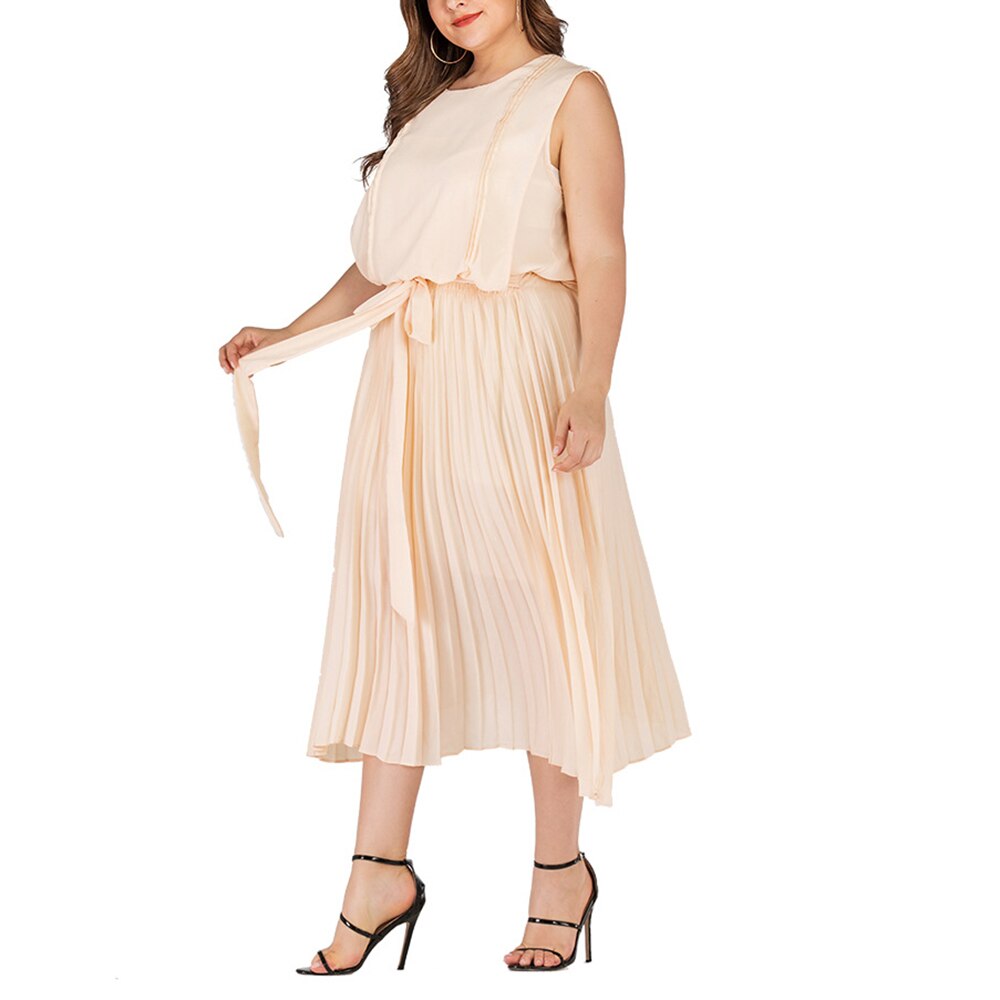 Round Neck Bow Loose Pleated Casual Dresses 7
