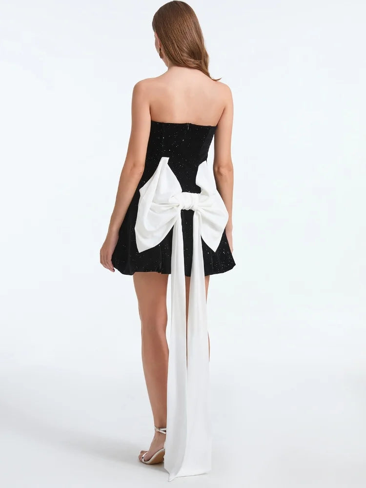 Glitter Strapless Sweetheart Bubble Hem Mini Dress 6