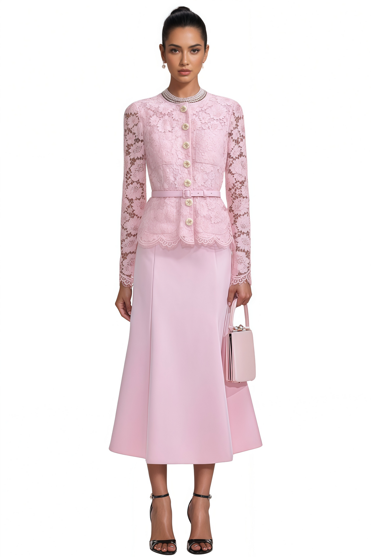 Lace Floral Midi Dress