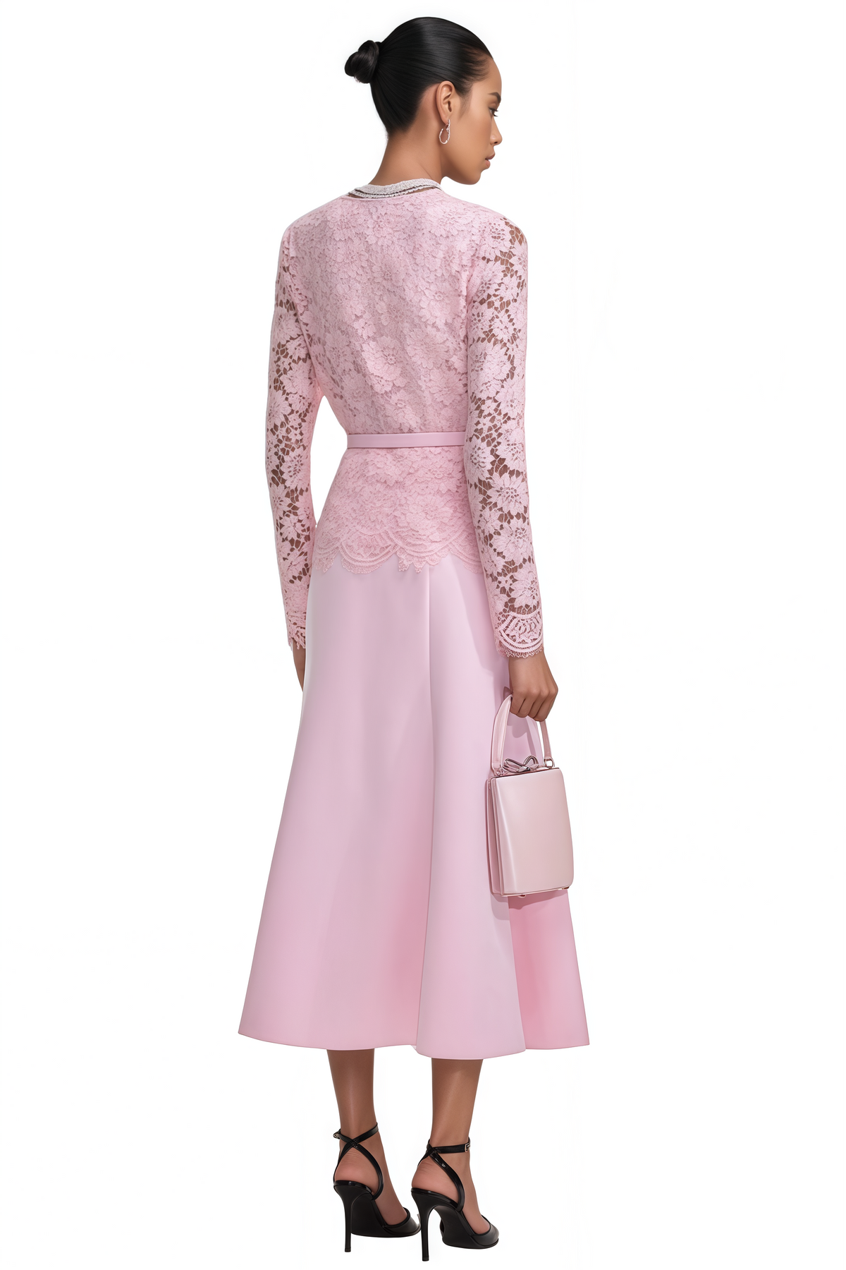 Lace Floral Midi Dress - View 3