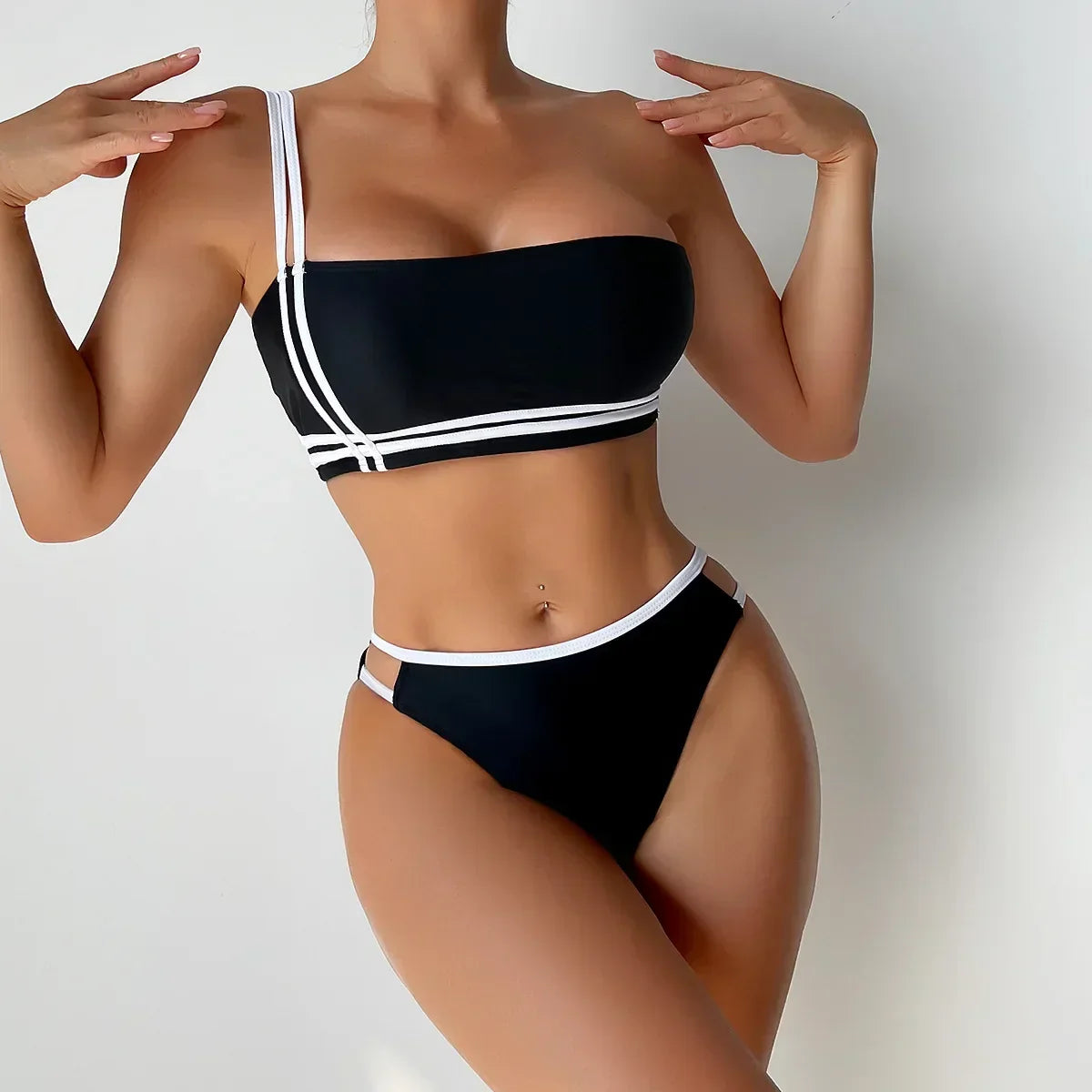 One Shoulder Split Sexy Bikini Set - Fashionpara