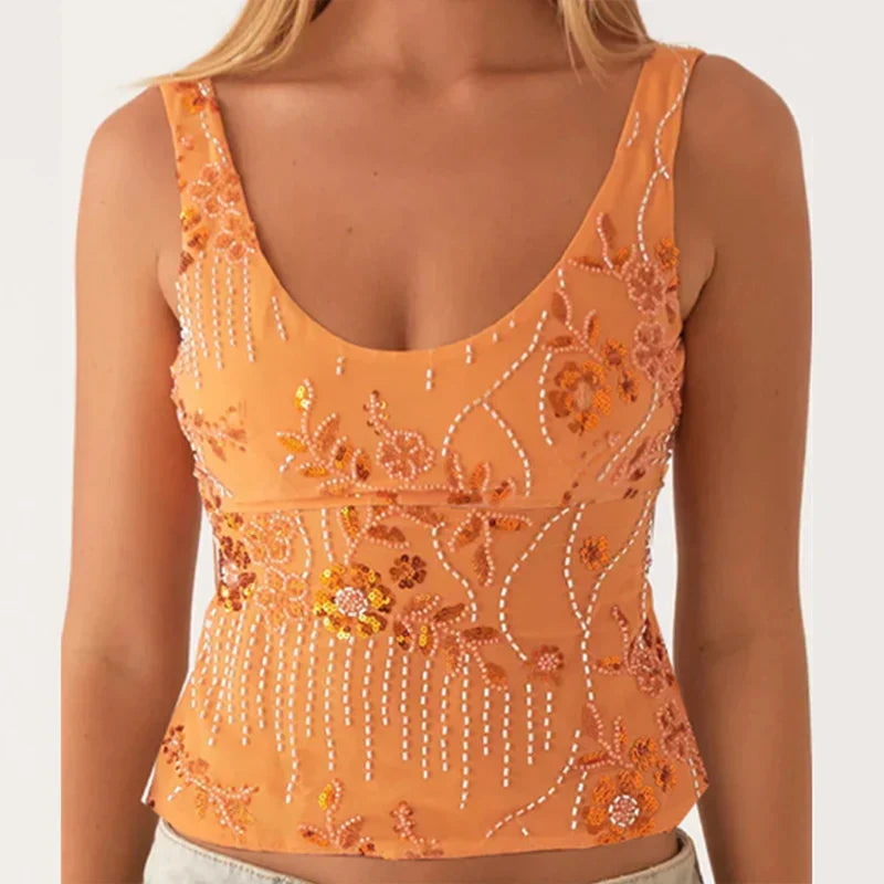 Sequin Sparkly Sleeveless Shirt Cami Top - Fashionpara