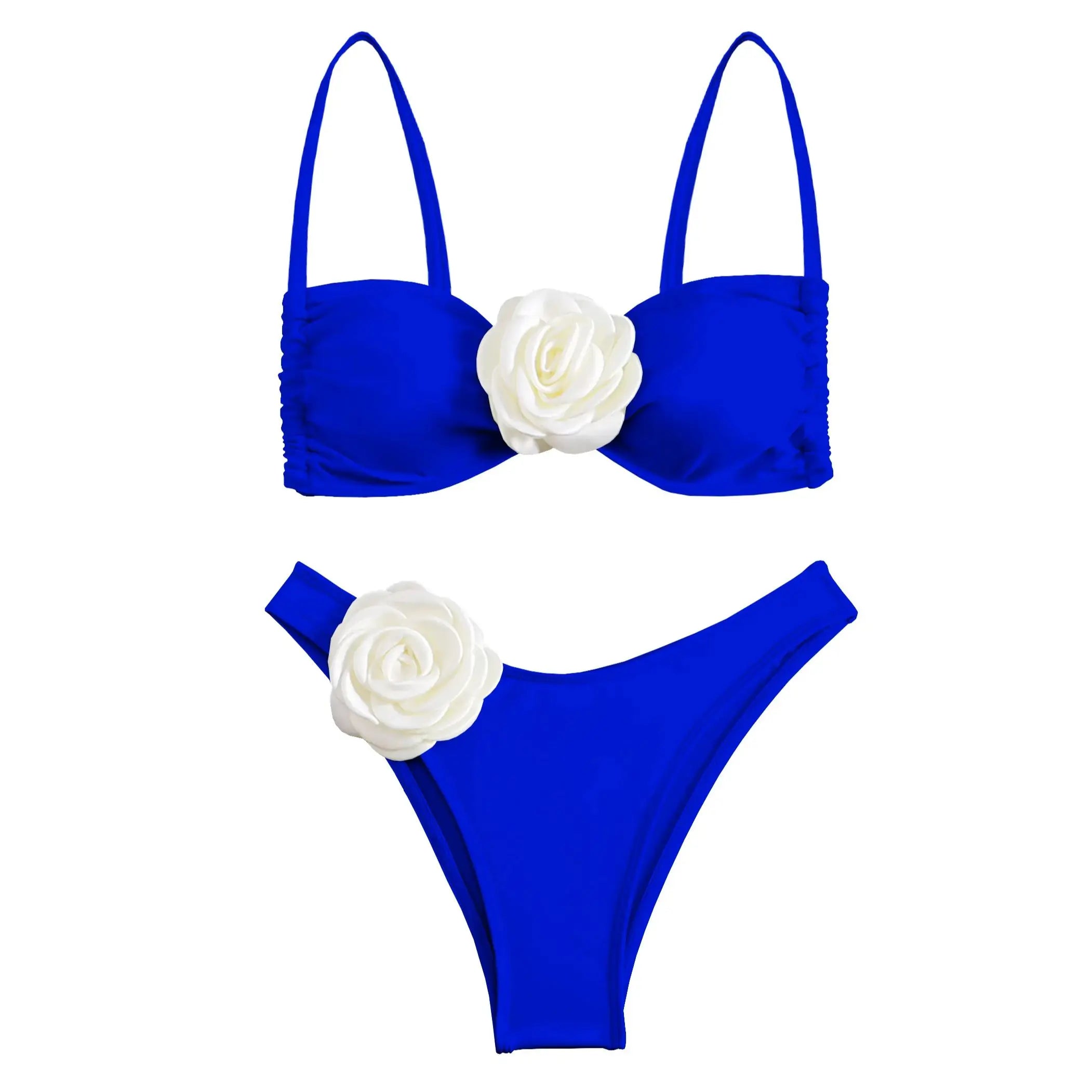 3D Floral Halter Bikini Set