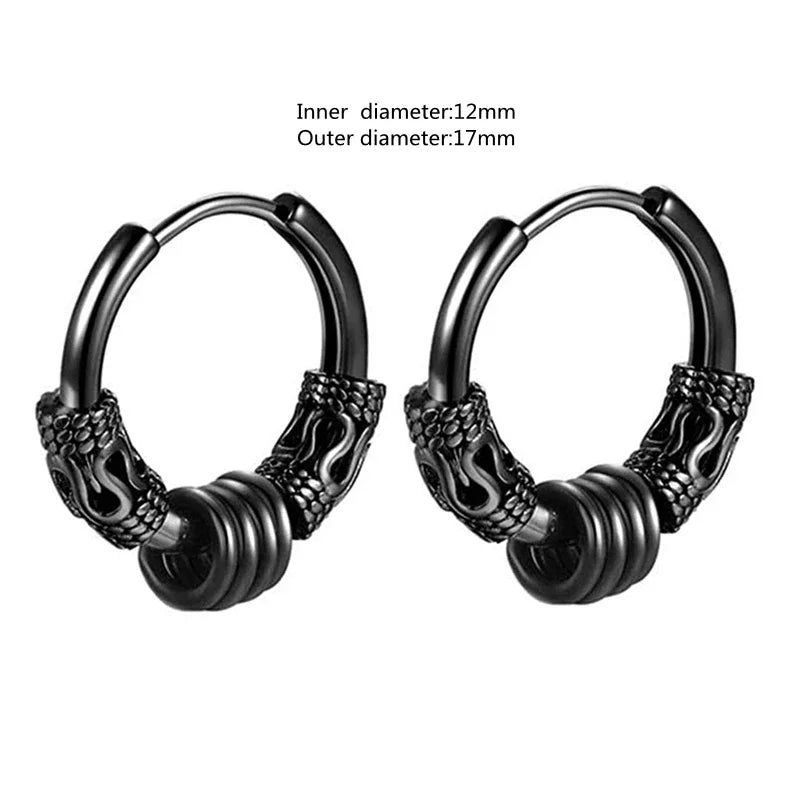 Dark Black Skull Awl Rock Declaration Earring