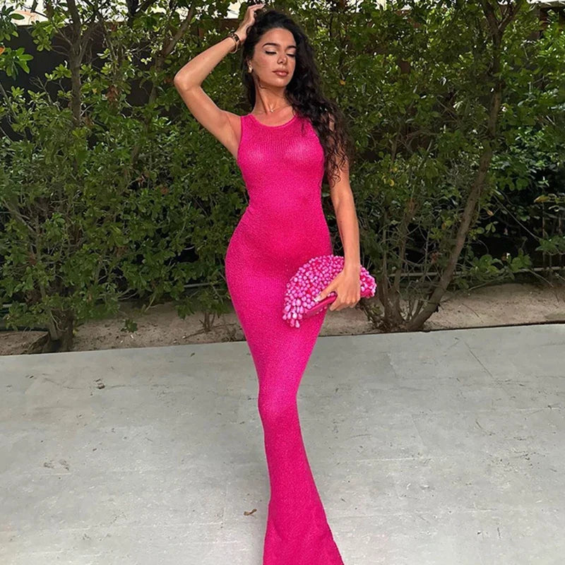 Metallic Knit Scoop-Neck Sleeveless Bodycon Maxi Dress 7