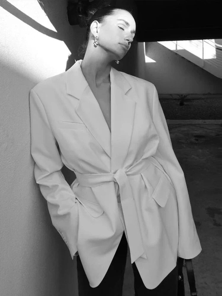 Deep V-Neck Notched Lapel Tie Waist Blazer Mini Dress - View 9